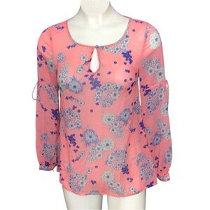 Modcloth Floral Blouse in Pink and Blue size XS small